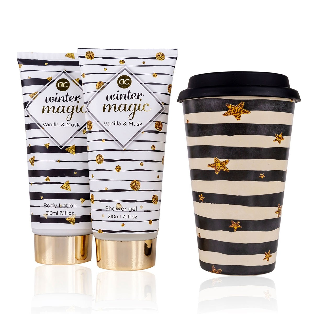 WINTER MAGIC gift set - bath products &amp; TO-GO glass
