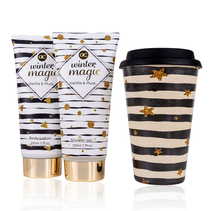 Set cadou WINTER MAGIC - produse pentru baie & pahar TO-GO