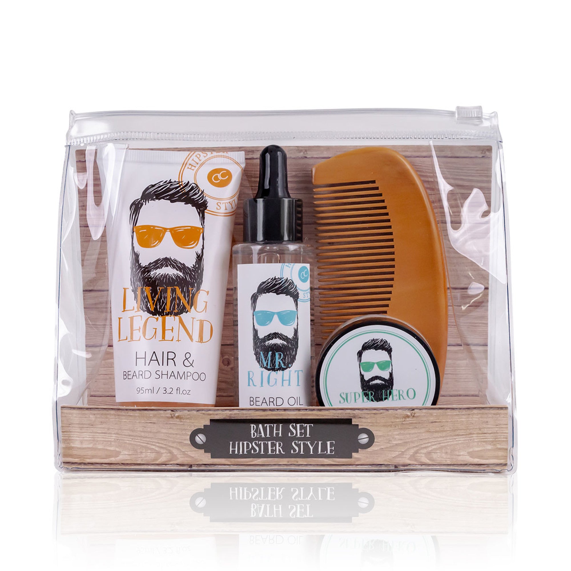 HIPSTER STYLE bathroom set in a bag - 3 products + comb