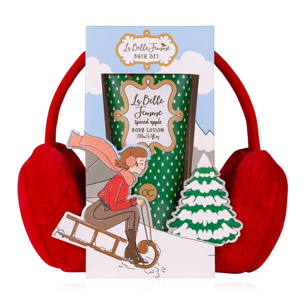 LA BELLE FEMME NOEL gift set - body lotion and fluffy headphones 