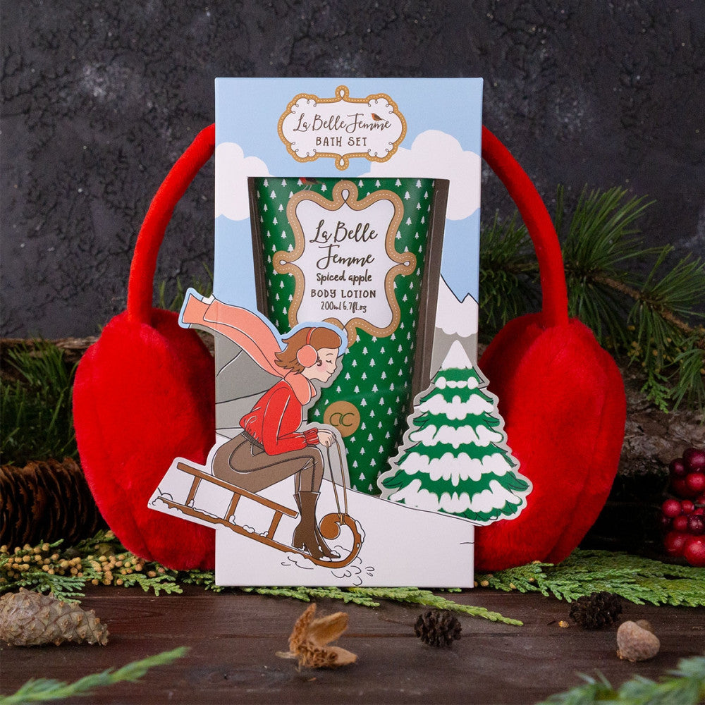 LA BELLE FEMME NOEL gift set - body lotion and fluffy headphones 