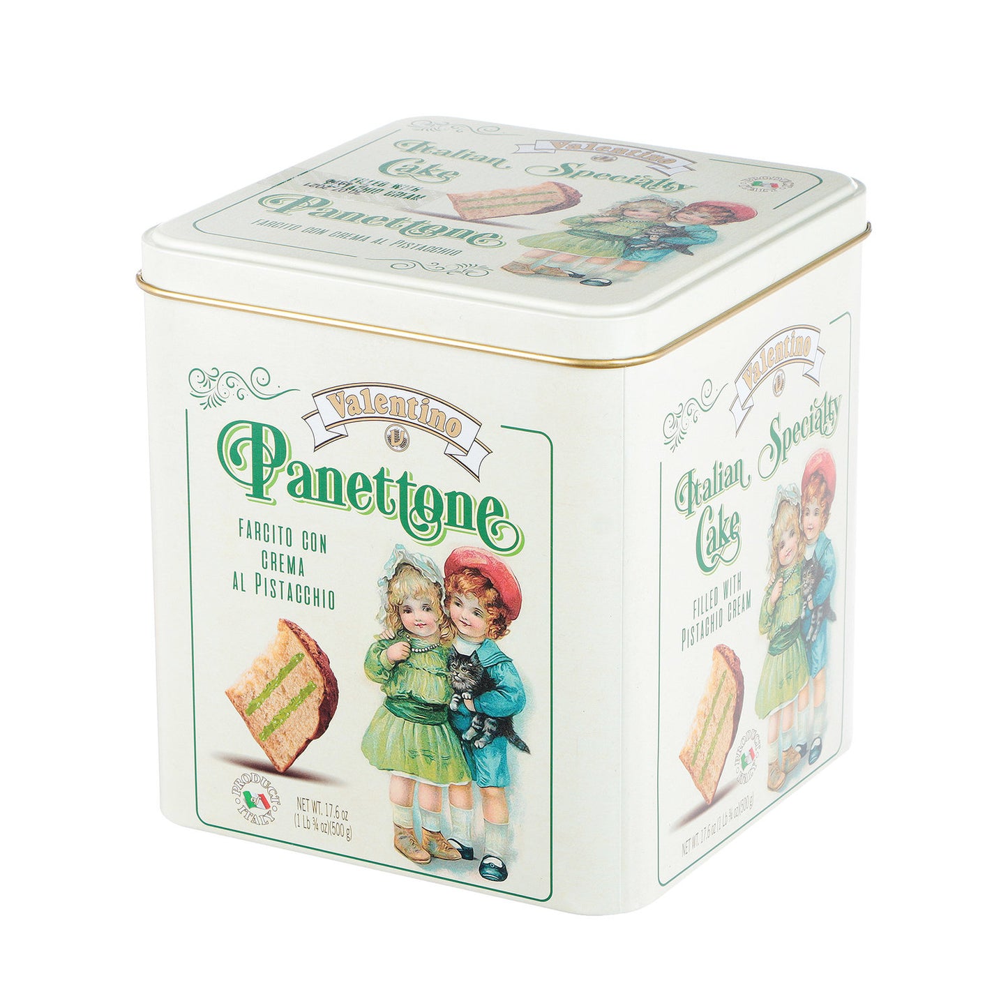 "Panettone" cu crema de fistic, in cutie metalica, 500g /De pofta