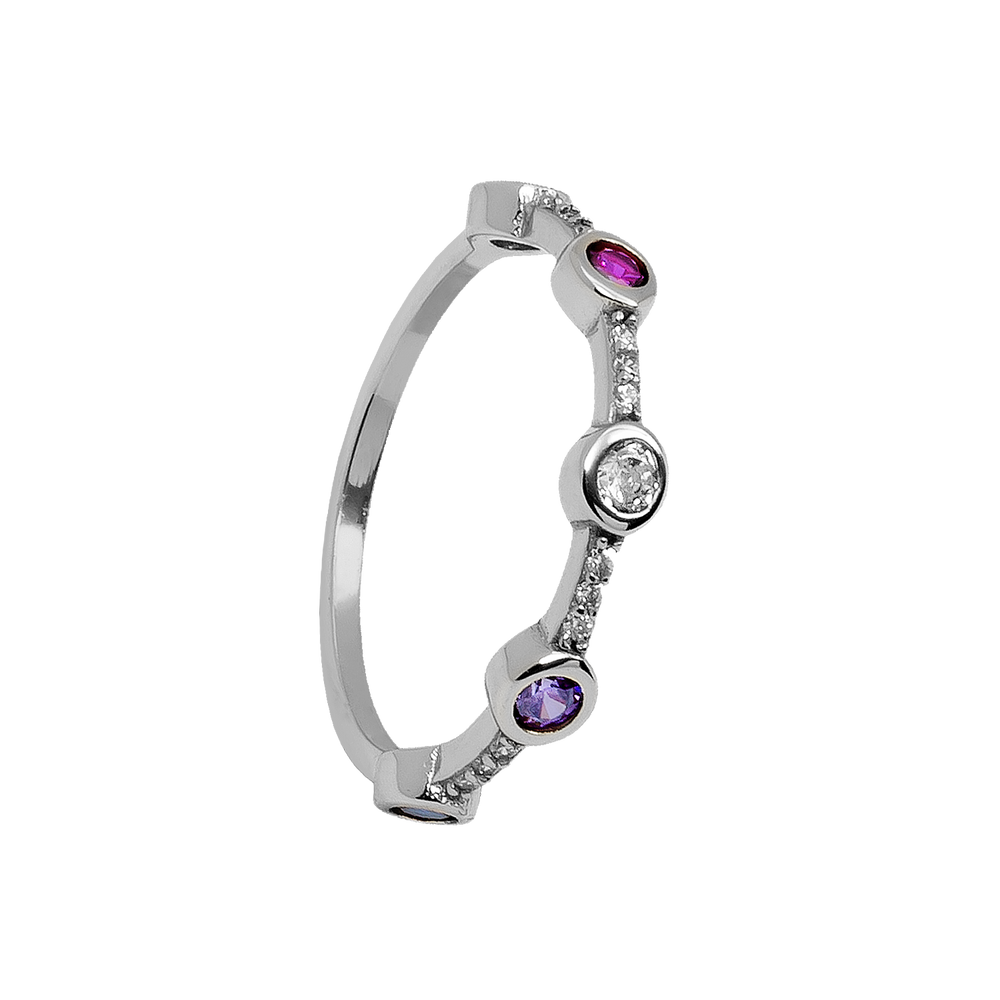925 silver ring with asymmetrical multicolored zirconia /fashion gifts
