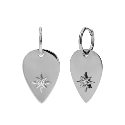 AG925 leaf-shaped earrings with zirconia stone /Fashion gifts