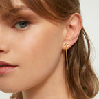 925 Sterling Silver Earrings with Flower and Chain /Fashion gifts