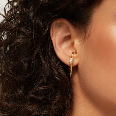Earrings, piercing type with chain and zirconia made of Ag 925 /Fashion gifts