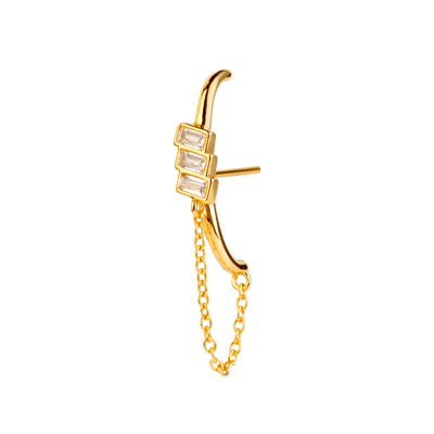 Earrings, piercing type with chain and zirconia made of Ag 925 /Fashion gifts