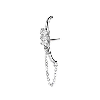 Earrings, piercing type with chain and zirconia made of Ag 925 /Fashion gifts