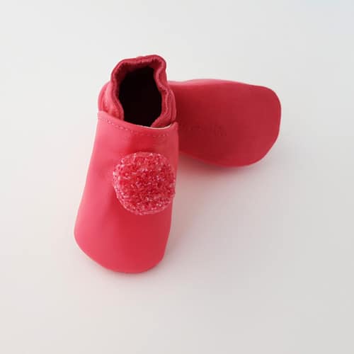 Pantofi din piele pentru copii, Pompon