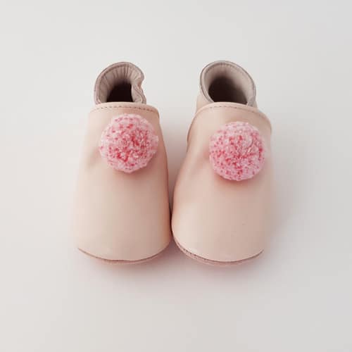 Pantofi din piele pentru copii, Pompon