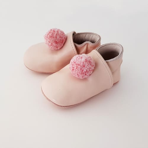 Pantofi din piele pentru copii, Pompon