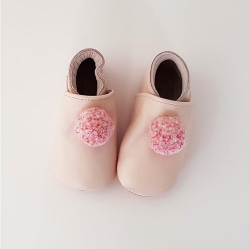 Pantofi din piele pentru copii, Pompon