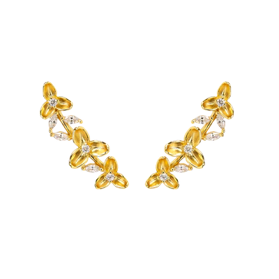 Earrings made of Ag925 with flowers and zirconia /Fashion gifts