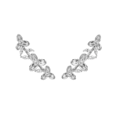Earrings made of Ag925 with flowers and zirconia /Fashion gifts
