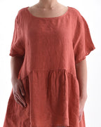 100% linen blouse with ruffle - One size (Medium fit)Fashion gifts