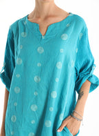 Embroidered 100% linen dress - One size (Medium fit)