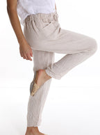 100% linen trousers with pockets - One size (Medium fit)