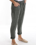 100% linen trousers with pockets - One size (Medium fit)