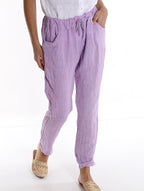 100% linen trousers with pockets - One size (Medium fit)