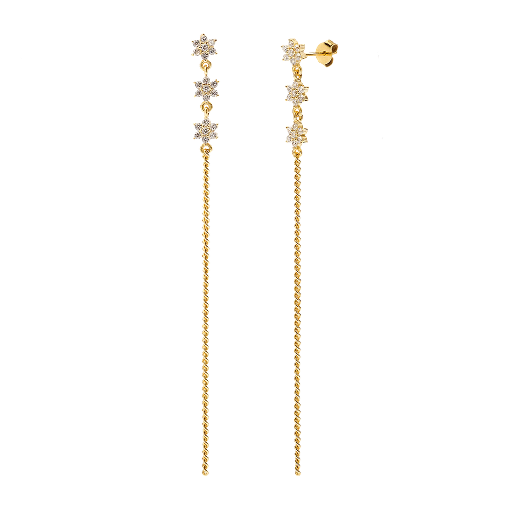 Ag925 earrings with flowers and chain /Fashion gifts