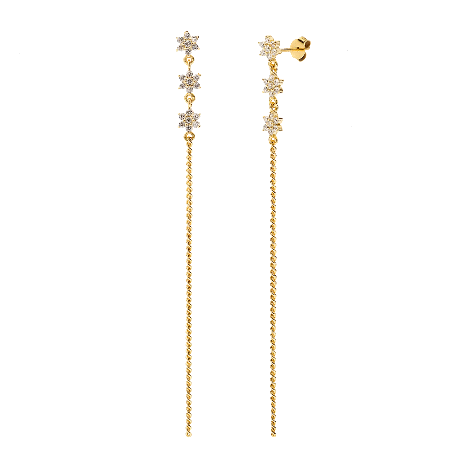 Ag925 earrings with flowers and chain /Fashion gifts