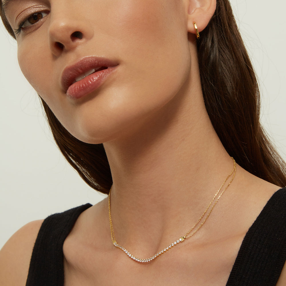 925 silver necklace with zirconia and fine chains (silver color) /Fashion gifts