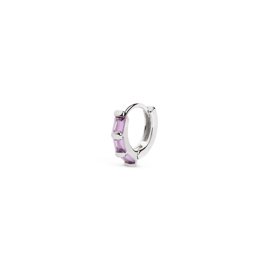Round earrings AG925 rhodium plated with square zirconia /Fashion gifts