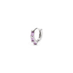 Round earrings AG925 rhodium plated with square zirconia /Fashion gifts