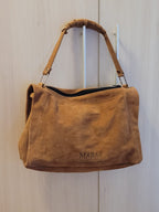 Genuine deerskin shoulder bag, brown
