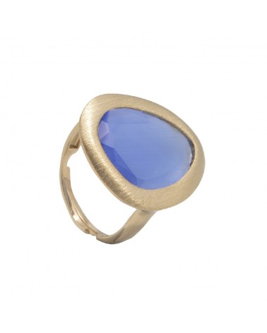 Brushed 925 silver ring, 24k gold plated, (15.5cm crystal; gold finish) /fashion gifts