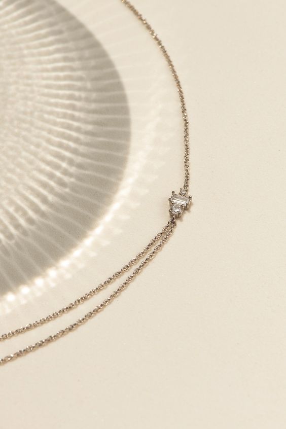 925 silver necklace with zirconia, bright dot /fashion gifts