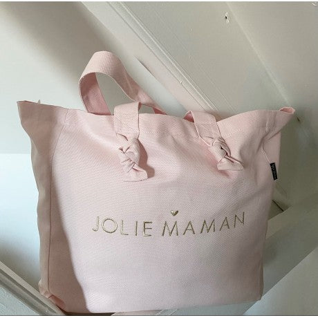 Shopper cabas brodata, culoare roz- Joile maman
