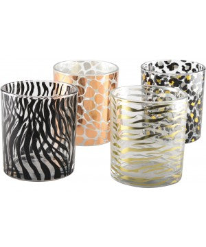 Set of 4 safari decor glasses