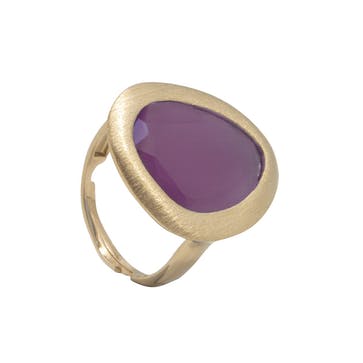 Brushed 925 silver ring, 24k gold plated (2.4 cm crystal, gold finish) /fashion gifts