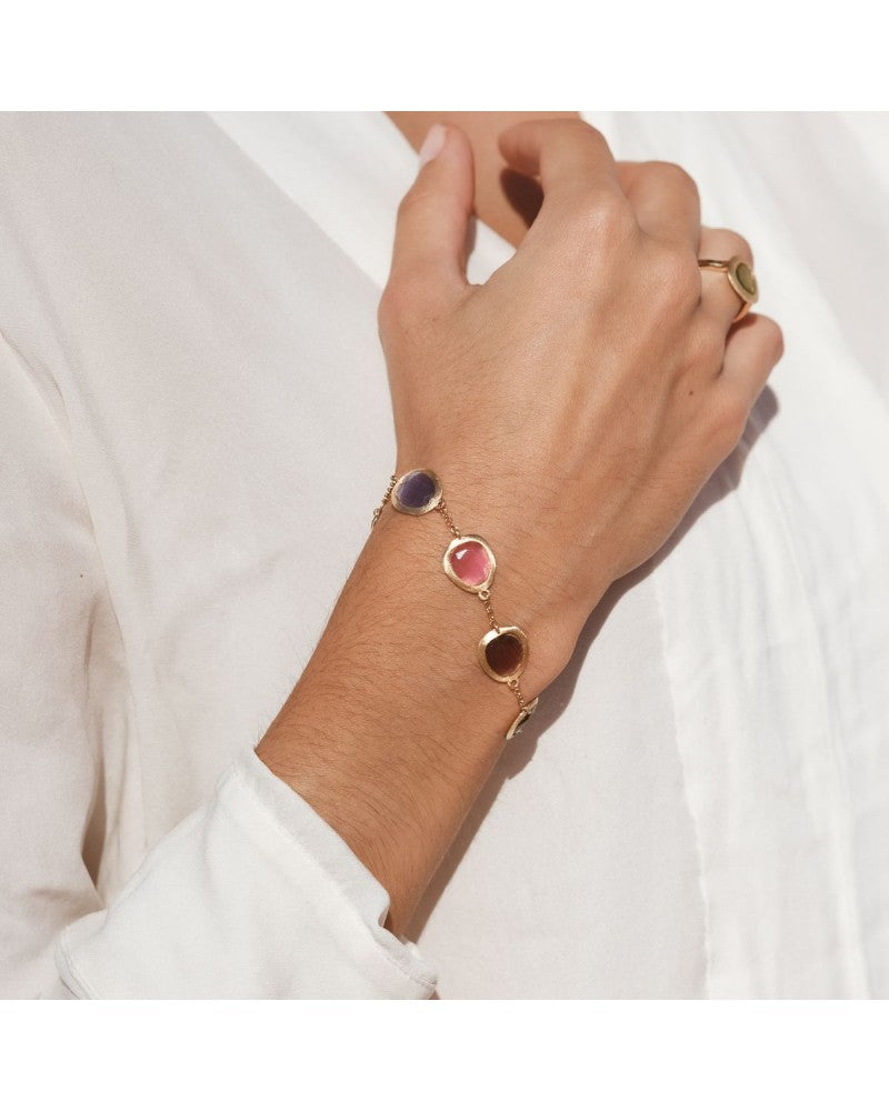 Bratara din argint placata cu aur 24k si cristale colorate (finitura aurie) /Fashion gifts