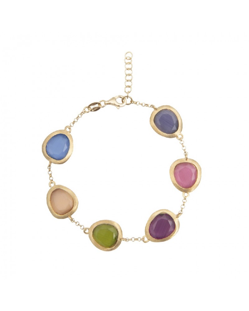 Bratara din argint placata cu aur 24k si cristale colorate (finitura aurie) /Fashion gifts