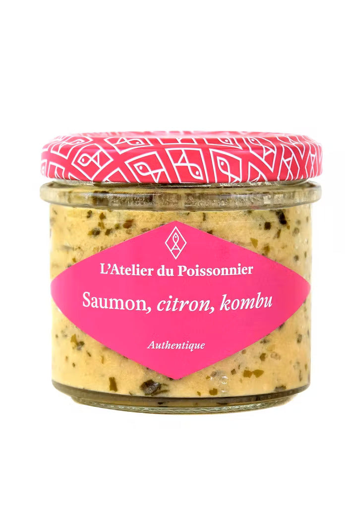 Rillettes de somon natur cu alge Kombu si lamaie, 90g